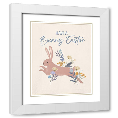 Bunny Easter White Modern Wood Framed Art Print with Double Matting by Blue, Nina