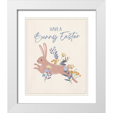Bunny Easter White Modern Wood Framed Art Print with Double Matting by Blue, Nina
