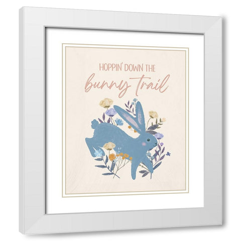 Bunny Trail White Modern Wood Framed Art Print with Double Matting by Blue, Nina