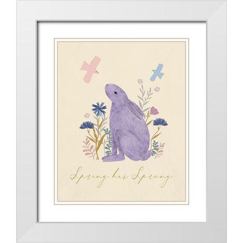 Spring has Sprung White Modern Wood Framed Art Print with Double Matting by Blue, Nina