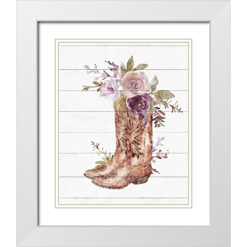 Boots White Modern Wood Framed Art Print with Double Matting by Blue, Nina