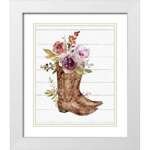 Boots II White Modern Wood Framed Art Print with Double Matting by Blue, Nina