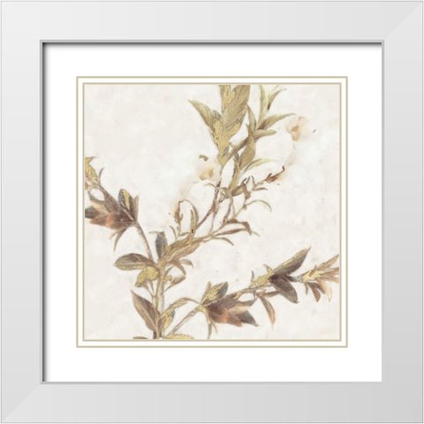 Elegant Leaves White Modern Wood Framed Art Print with Double Matting by Blue, Nina