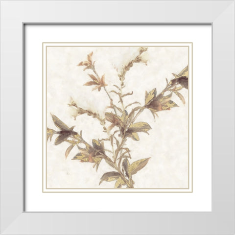 Elegant Leaves II White Modern Wood Framed Art Print with Double Matting by Blue, Nina