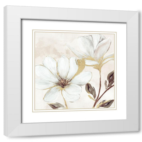 Elegant Magnolia White Modern Wood Framed Art Print with Double Matting by Blue, Nina