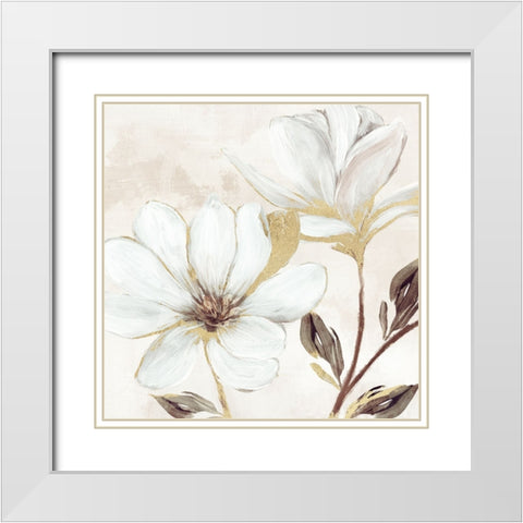 Elegant Magnolia White Modern Wood Framed Art Print with Double Matting by Blue, Nina