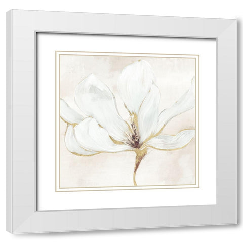 Elegant Magnolia II White Modern Wood Framed Art Print with Double Matting by Blue, Nina