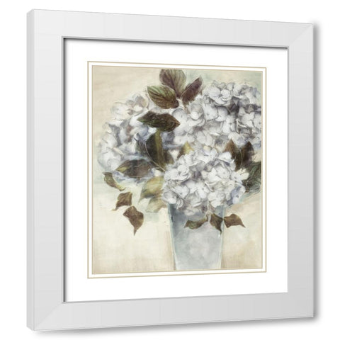 Hydrangea White Modern Wood Framed Art Print with Double Matting by Blue, Nina