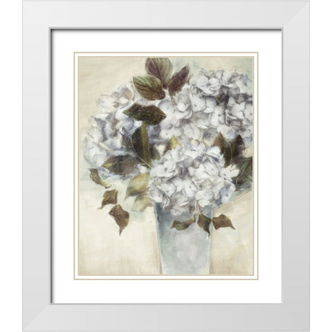Hydrangea White Modern Wood Framed Art Print with Double Matting by Blue, Nina