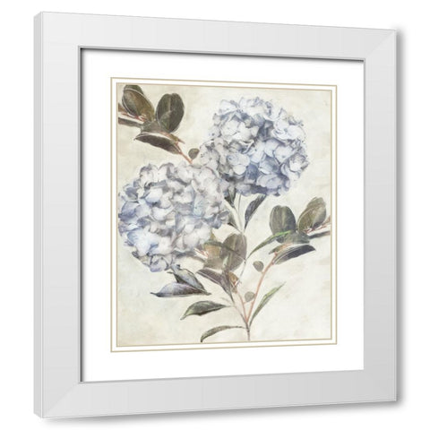 Twilight Hydrangea White Modern Wood Framed Art Print with Double Matting by Blue, Nina