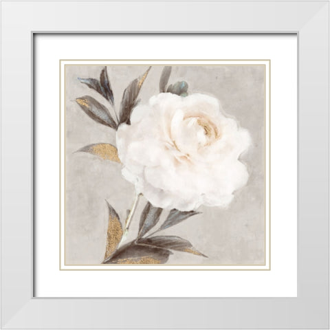 Peony White Modern Wood Framed Art Print with Double Matting by Blue, Nina