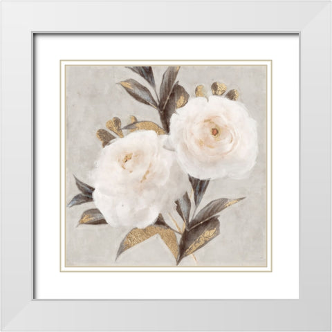 Peonies White Modern Wood Framed Art Print with Double Matting by Blue, Nina