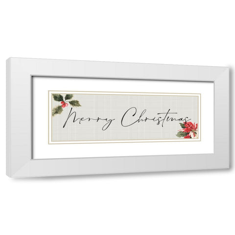 Merry Christmas White Modern Wood Framed Art Print with Double Matting by Blue, Nina