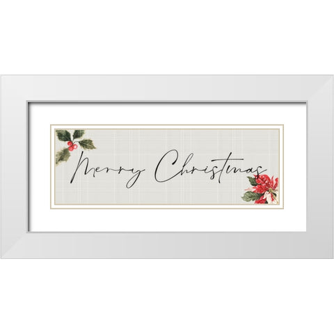Merry Christmas White Modern Wood Framed Art Print with Double Matting by Blue, Nina