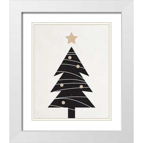 Modern Christmas Tree I White Modern Wood Framed Art Print with Double Matting by Blue, Nina