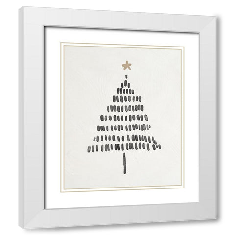Modern Christmas Tree II White Modern Wood Framed Art Print with Double Matting by Blue, Nina
