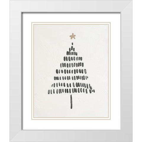 Modern Christmas Tree II White Modern Wood Framed Art Print with Double Matting by Blue, Nina