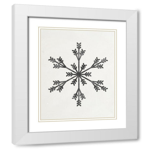 Modern Snowflake II White Modern Wood Framed Art Print with Double Matting by Blue, Nina