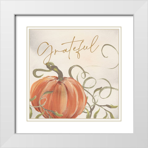 Grateful Pumpkins White Modern Wood Framed Art Print with Double Matting by Blue, Nina