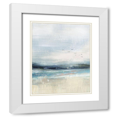 Coastal Birds White Modern Wood Framed Art Print with Double Matting by Blue, Nina