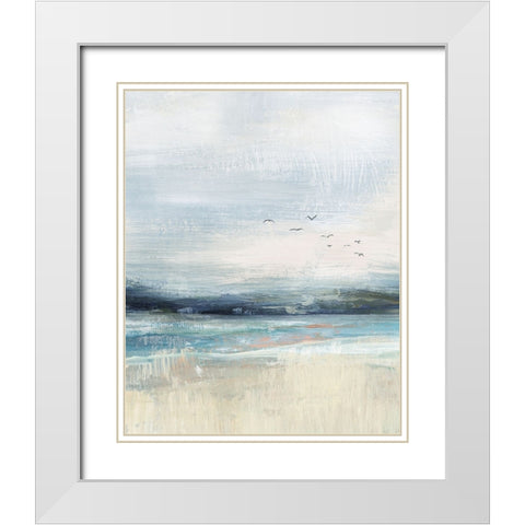 Coastal Birds White Modern Wood Framed Art Print with Double Matting by Blue, Nina