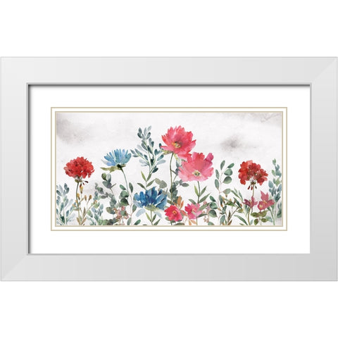 Wildflowers White Modern Wood Framed Art Print with Double Matting by Blue, Nina