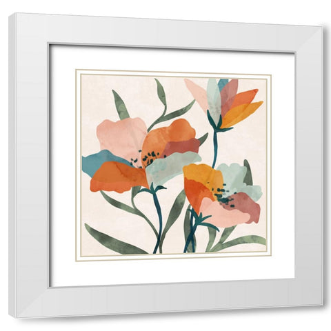 Summer Bouquet White Modern Wood Framed Art Print with Double Matting by Blue, Nina