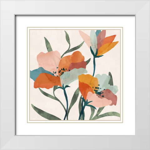 Summer Bouquet White Modern Wood Framed Art Print with Double Matting by Blue, Nina