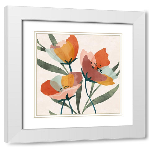 Summer Bouquet II White Modern Wood Framed Art Print with Double Matting by Blue, Nina