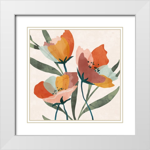 Summer Bouquet II White Modern Wood Framed Art Print with Double Matting by Blue, Nina