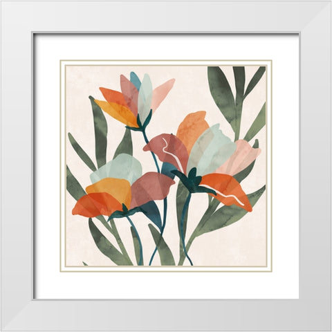 Summer Bouquet III White Modern Wood Framed Art Print with Double Matting by Blue, Nina