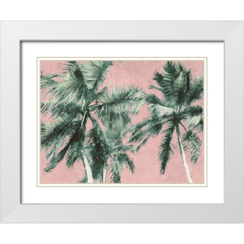 Fun Palms White Modern Wood Framed Art Print with Double Matting by Blue, Nina