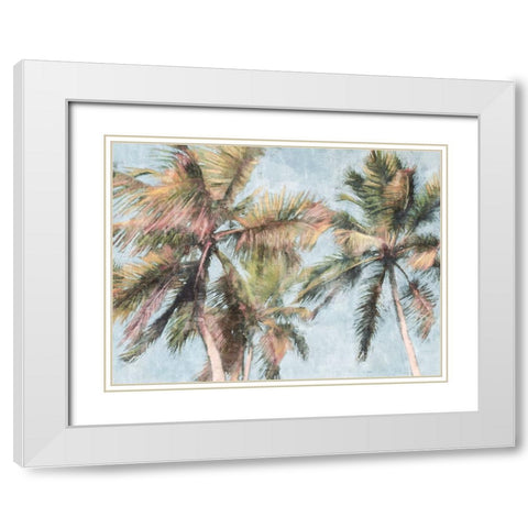 Fun Palms White Modern Wood Framed Art Print with Double Matting by Blue, Nina