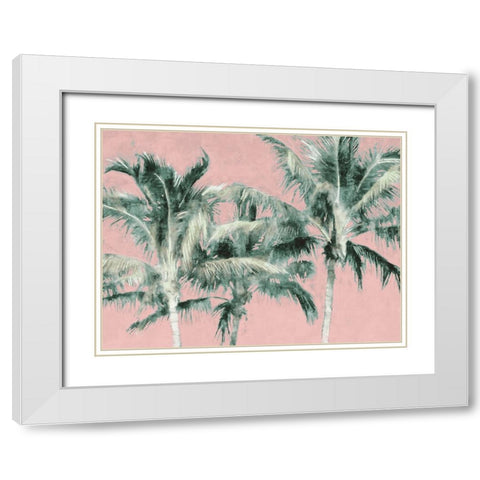 Fun Palms II White Modern Wood Framed Art Print with Double Matting by Blue, Nina