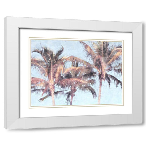 Fun Palms II White Modern Wood Framed Art Print with Double Matting by Blue, Nina