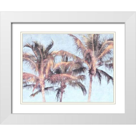 Fun Palms II White Modern Wood Framed Art Print with Double Matting by Blue, Nina