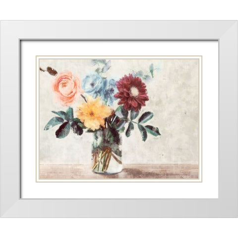 Summer Bouquet White Modern Wood Framed Art Print with Double Matting by Blue, Nina