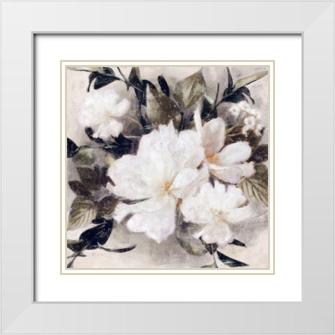 Whisper Blooms White Modern Wood Framed Art Print with Double Matting by Blue, Nina