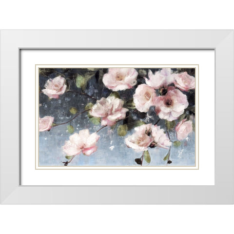 Twilight Blooms White Modern Wood Framed Art Print with Double Matting by Blue, Nina