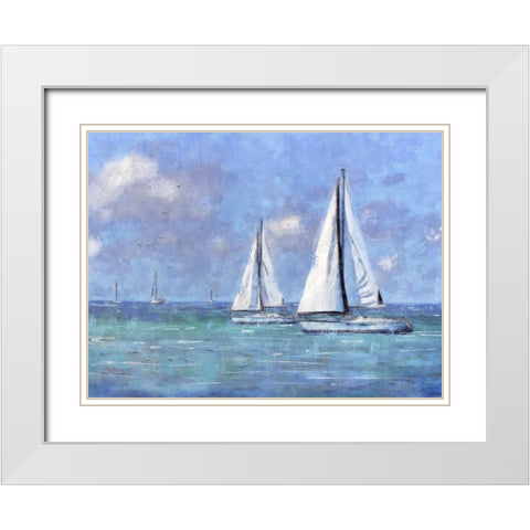 Sailing Day White Modern Wood Framed Art Print with Double Matting by Blue, Nina