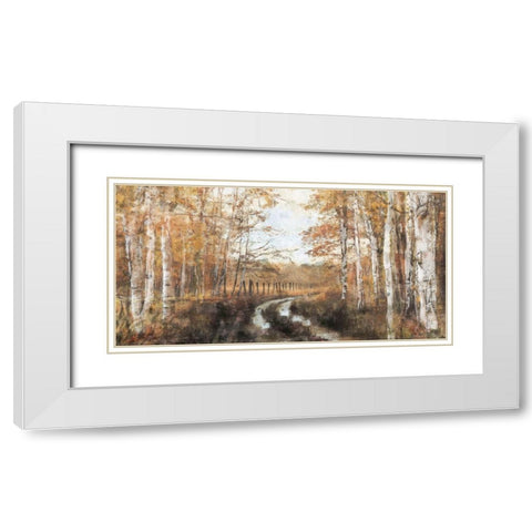 Rusted Hearth Birch Trees II White Modern Wood Framed Art Print with Double Matting by Blue, Nina