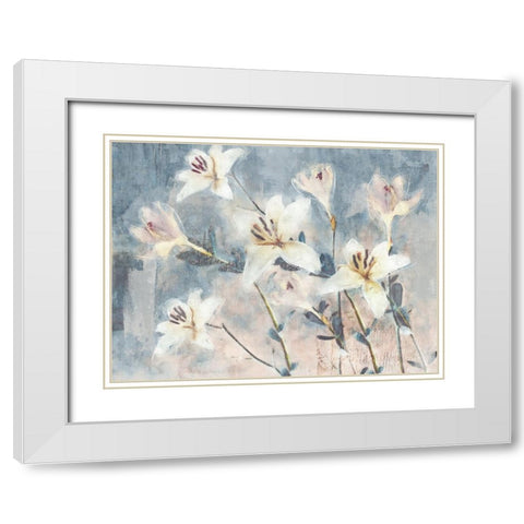 Whisper Blooms White Modern Wood Framed Art Print with Double Matting by Blue, Nina