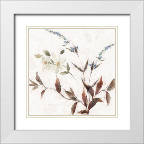 Neutral Wild Flowers II White Modern Wood Framed Art Print with Double Matting by Blue, Nina