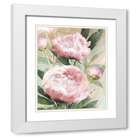Bountiful Peonies White Modern Wood Framed Art Print with Double Matting by Blue, Nina