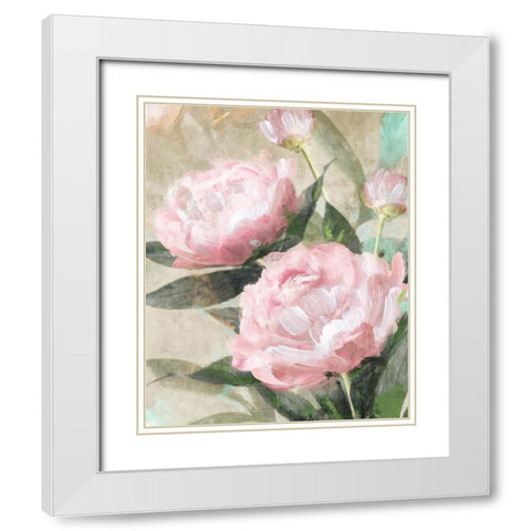 Bountiful Peonies II White Modern Wood Framed Art Print with Double Matting by Blue, Nina