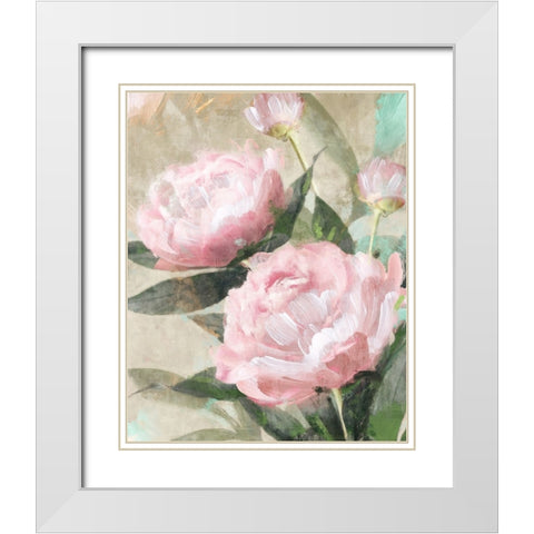 Bountiful Peonies II White Modern Wood Framed Art Print with Double Matting by Blue, Nina