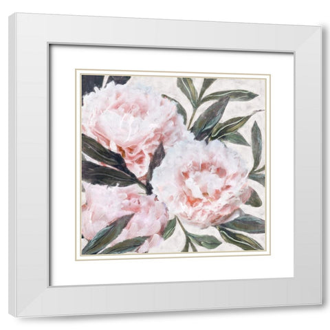 Bountiful Peonies III White Modern Wood Framed Art Print with Double Matting by Blue, Nina