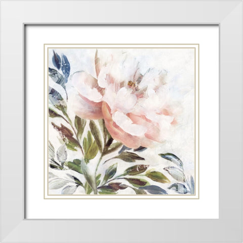 Peony Melody II White Modern Wood Framed Art Print with Double Matting by Blue, Nina