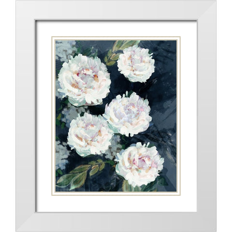 Peony Melody IV White Modern Wood Framed Art Print with Double Matting by Blue, Nina