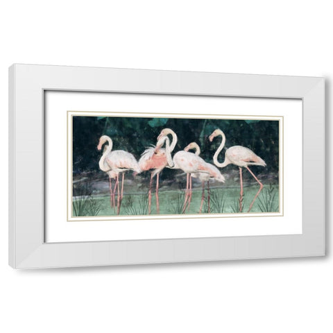 Peach Flamingo III White Modern Wood Framed Art Print with Double Matting by Blue, Nina